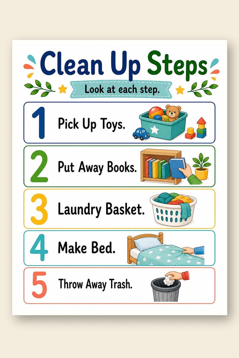 Bedroom Tidy Steps | Clean Up Checklist | Printable PDF | Digital Download image 9