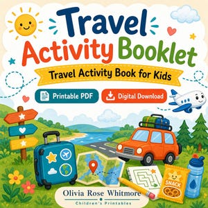 Cuaderno de actividades de viaje / Libro de actividades de viaje para niños / PDF imprimible / Descarga digital imagen 1