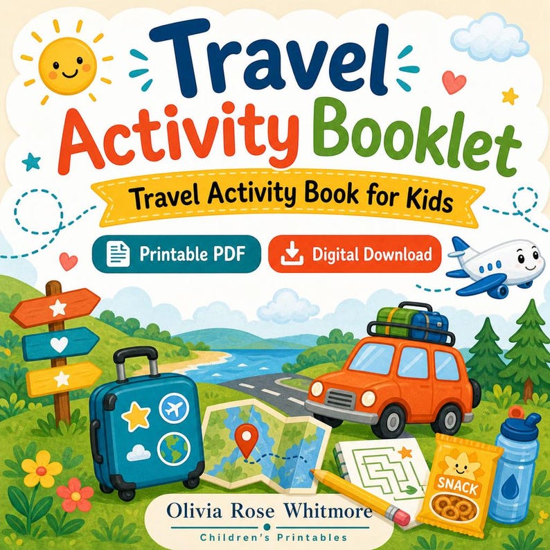 Cuaderno de actividades de viaje / Libro de actividades de viaje para niños / PDF imprimible / Descarga digital imagen 1