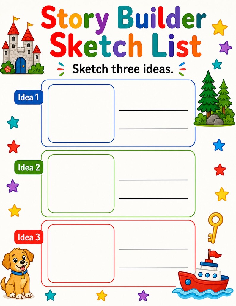 Little Story Builder Pages | Story Starters for Kids | Printable PDF | Digital Download image 6