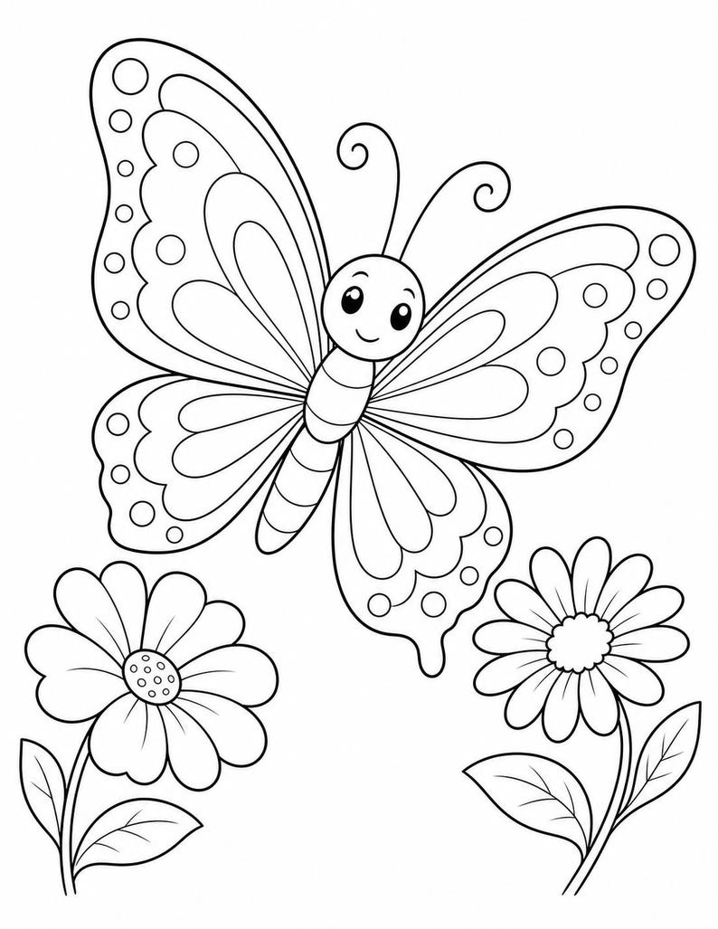 Butterfly Meadow Coloring Pages | Butterfly Coloring Pages | Printable PDF | Digital Download image 3