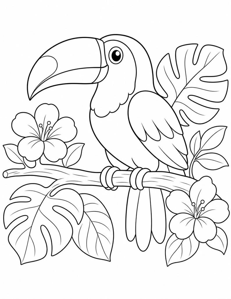 Desenhos para colorir de explorador da selva | Desenhos para colorir da selva | PDF para imprimir | Download digital imagem 4