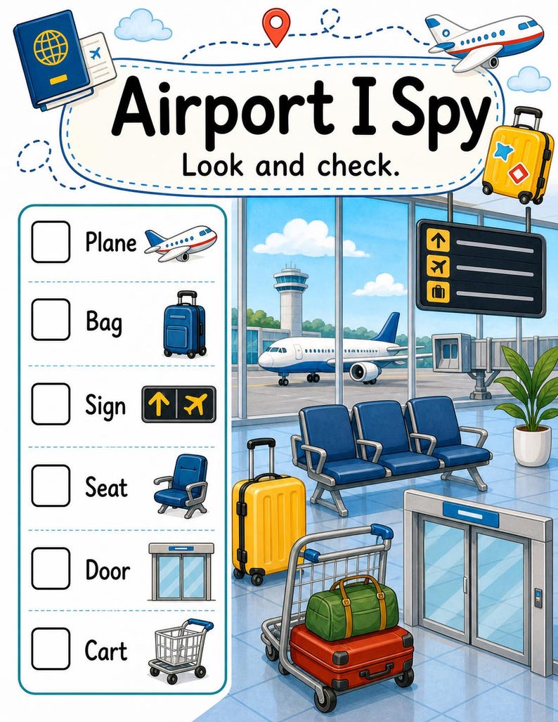 Flygplatsutforskarsidor | Flygplatsaktiviteter för barn | Utskrivbar PDF | Digital nedladdning bild 5