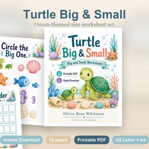 Turtle Big & Small | Big and Small Worksheets | Printable PDF | Digital Download image 2
