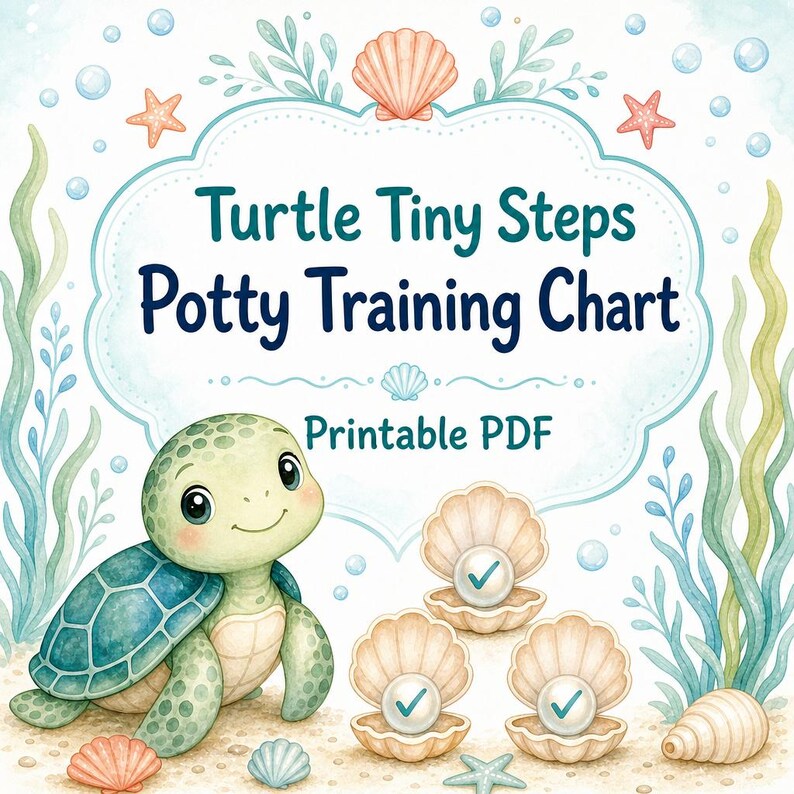 Turtle Tiny Steps | Tabela nauki korzystania z nocnika | Do druku w formacie PDF | Pobierz cyfrowo zdjęcie 1