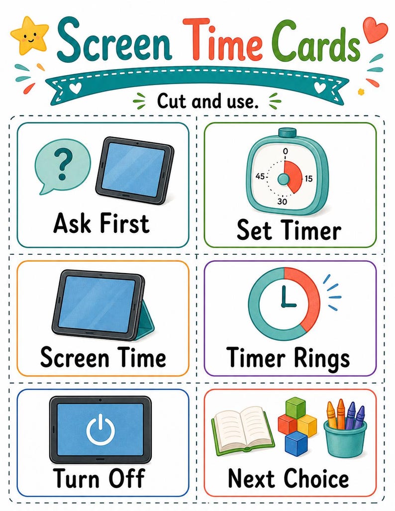 Pasos para controlar el tiempo frente a la pantalla / Tabla de control del tiempo frente a la pantalla / PDF imprimible / Descarga digital imagen 4