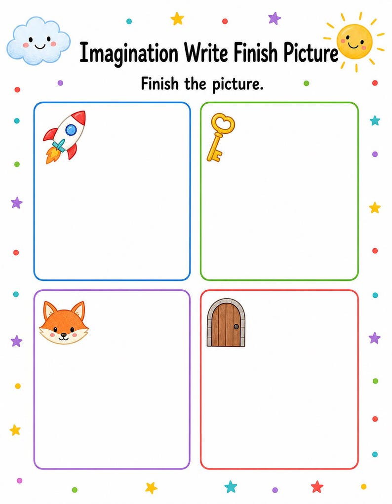 Imagination Writing Mats | Writing Prompts for Kids | Printable PDF | Digital Download image 4