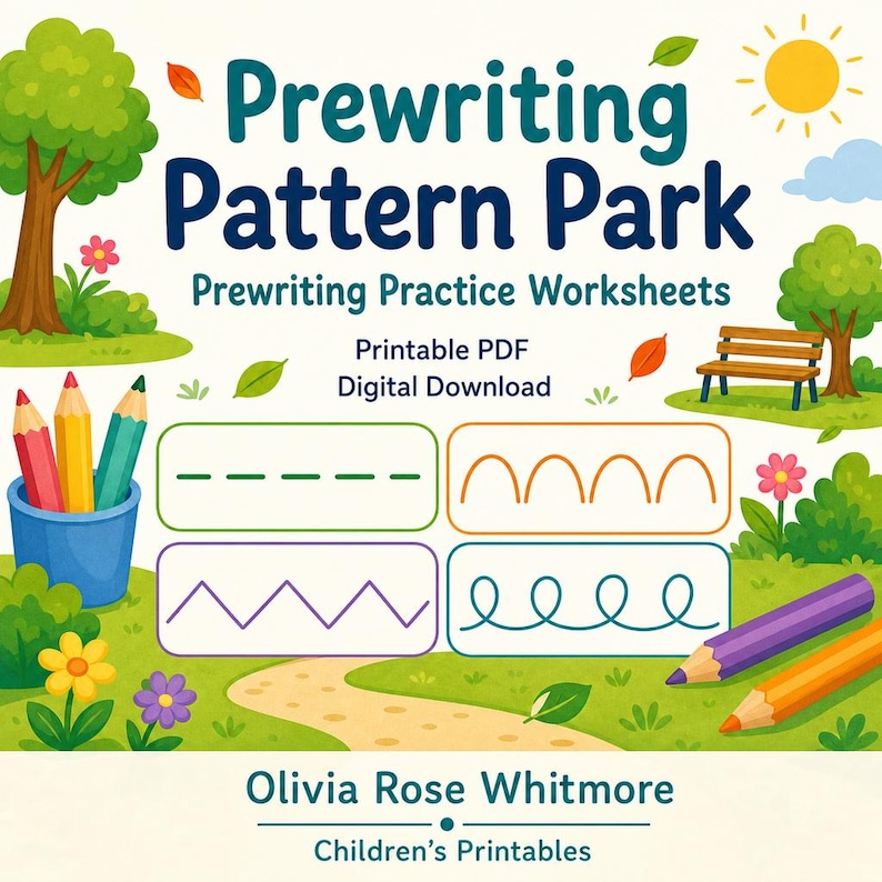Vorschrift Pattern Park | Arbeitsblätter zum Vorschreiben | Druckbare PDF | Digitaler Download Bild 1