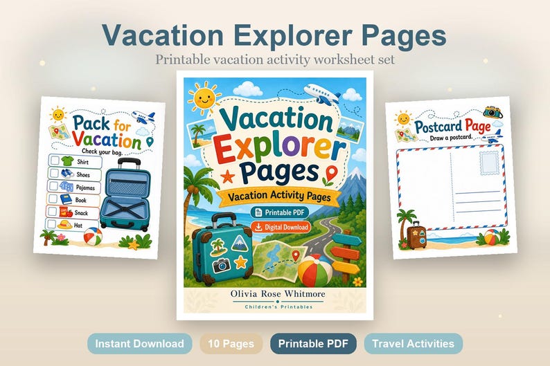 Vacation Explorer Pages | Vacation Activity Pages | Printable PDF | Digital Download image 2