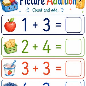 Lunchbox Addition | Addition Worksheets | Printable PDF | Digital Download image 5