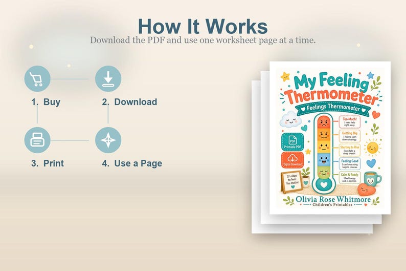 My Feeling Thermometer | Feelings Thermometer | Printable PDF | Digital Download image 8