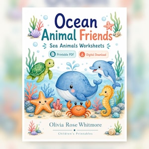 Ocean Animal Friends | Sea Animals Worksheets | Printable PDF | Digital Download image 1
