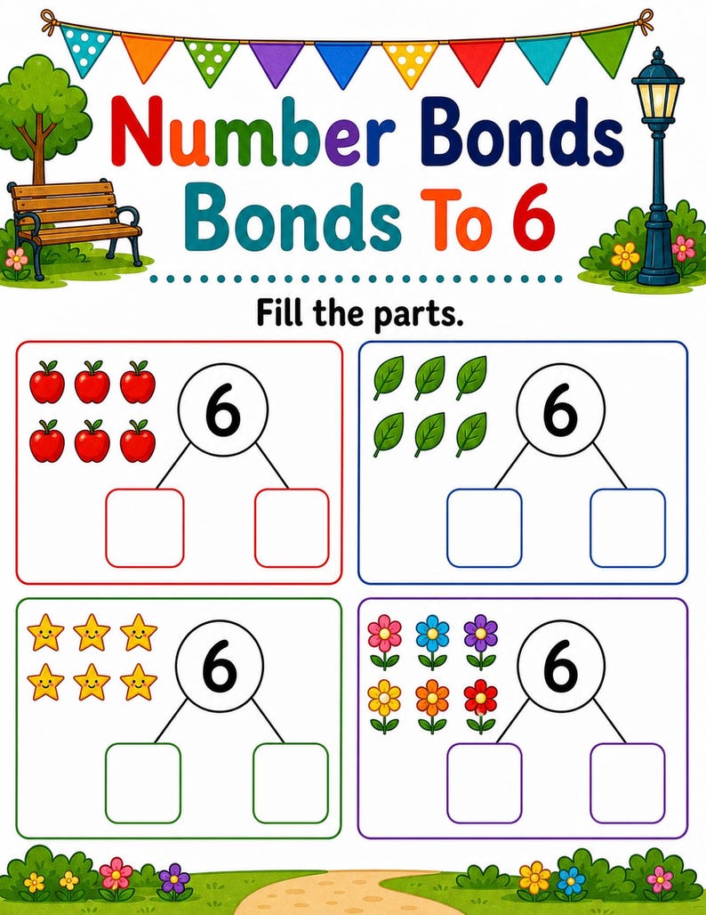 Number Bonds Park | Number Bonds Worksheets | Printable PDF | Digital Download image 4