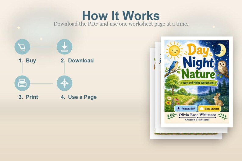 Tag Nacht Natur | Tag und Nacht Arbeitsblätter | Druckbare PDF | Digitaler Download Bild 8