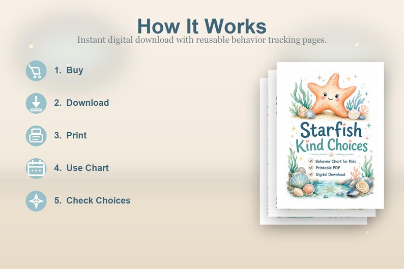 Starfish Kind Choices | Behavior Chart for Kids | Printable PDF | Digital Download image 4