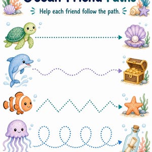 Jellyfish Pencil Paths | Pre Writing Worksheets | Printable PDF | Digital Download image 6