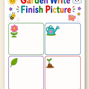 Jardim para Desenhar e Escrever | Folhas de Atividades para Desenhar e Escrever | PDF para Imprimir | Download Digital imagem 9