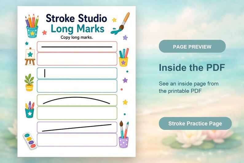 Stroke Practice Studio | Stroke Practice Worksheets | Printable PDF | Digital Download image 10