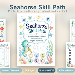 Seahorse Skill Path | Preschool Worksheets | Printable PDF | Digital Download image 2