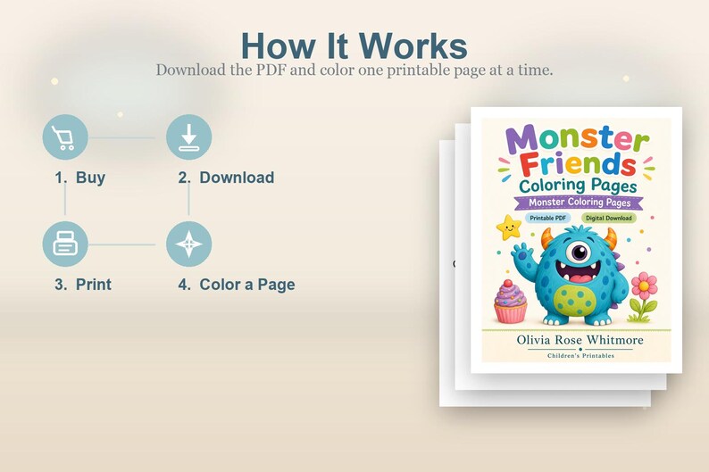 Monster Friends Malvorlagen | Monster Malvorlagen | Druckbare PDF | Digitaler Download Bild 8