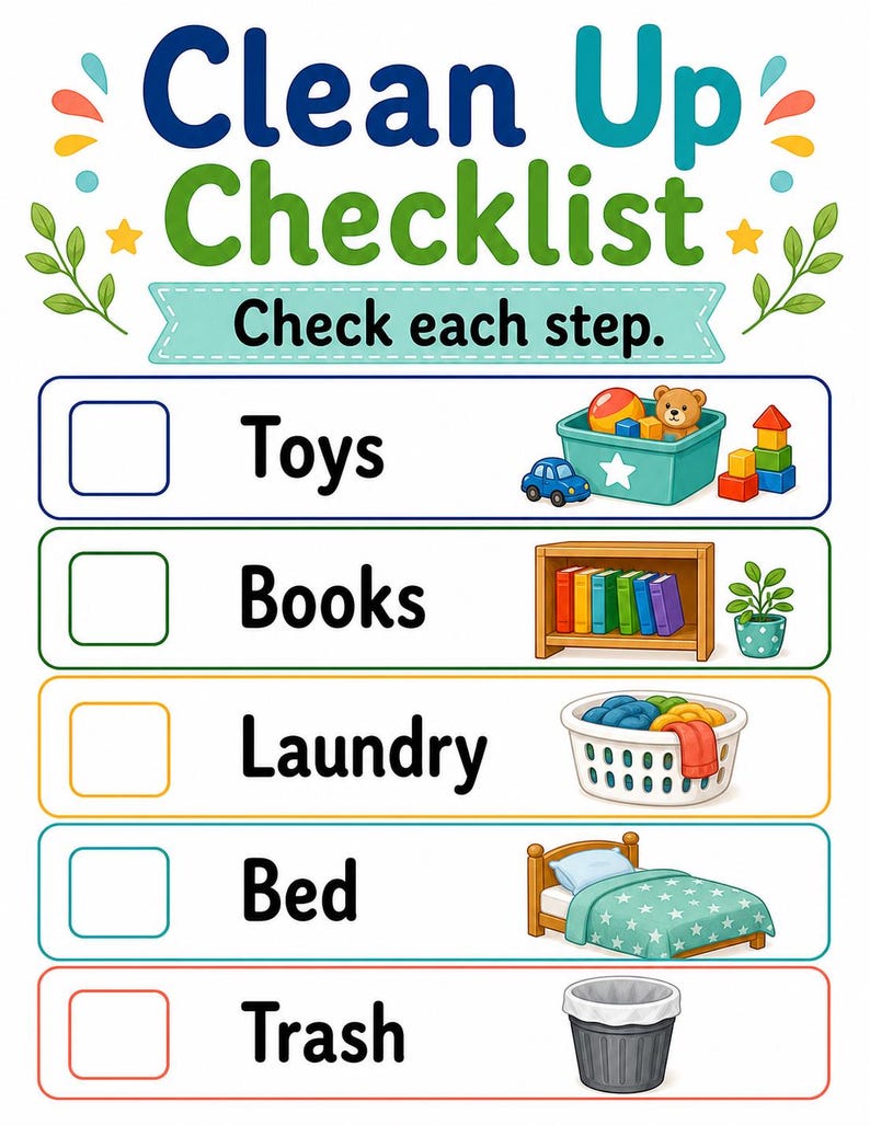 Bedroom Tidy Steps | Clean Up Checklist | Printable PDF | Digital Download image 6