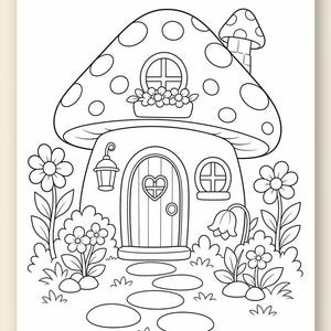 Dibujos para colorear de jardines de hadas / Dibujos para colorear de hadas / PDF imprimible / Descarga digital imagen 9
