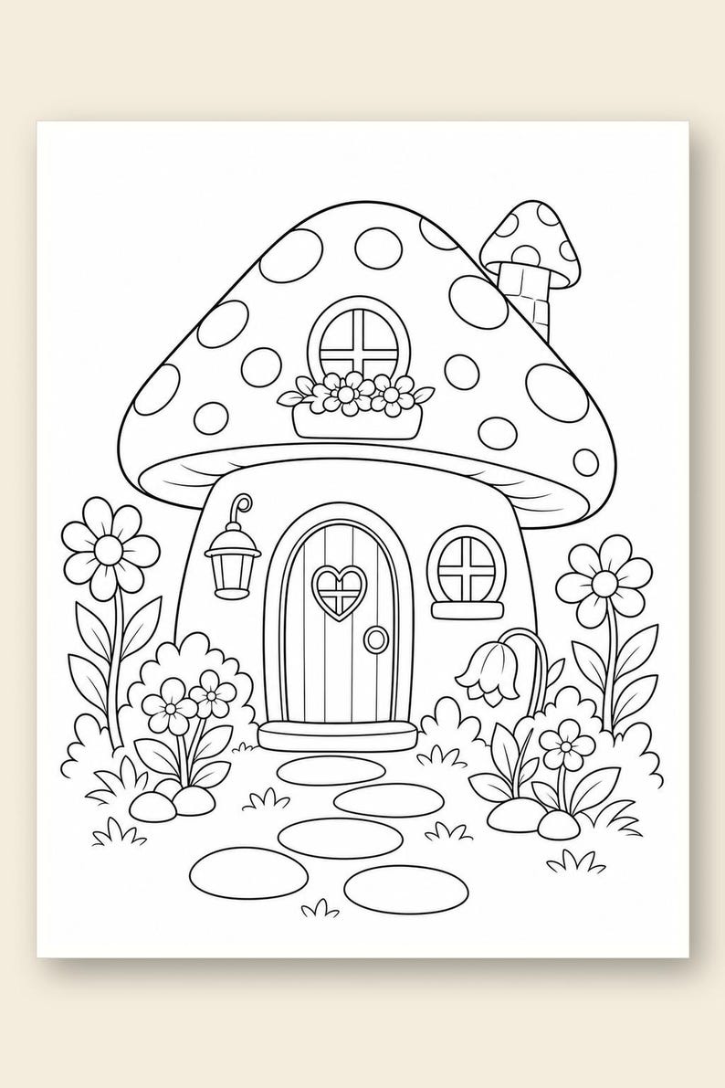 Dibujos para colorear de jardines de hadas / Dibujos para colorear de hadas / PDF imprimible / Descarga digital imagen 9