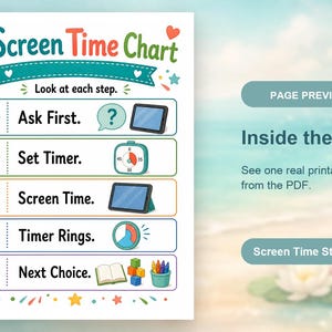 Pasos para controlar el tiempo frente a la pantalla / Tabla de control del tiempo frente a la pantalla / PDF imprimible / Descarga digital imagen 10