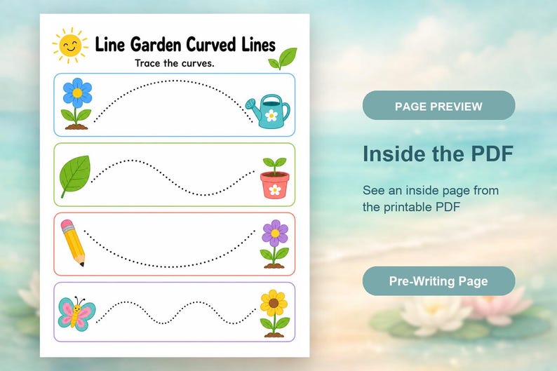 Little Line Garden | Arkusze do nauki pisania | Do druku w formacie PDF | Pobieranie cyfrowe zdjęcie 10