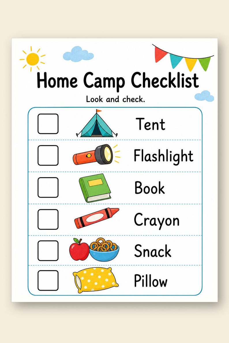 Páginas para atividades aconchegantes em casa | Páginas de atividades para acampamento em casa | PDF para imprimir | Download digital imagem 9