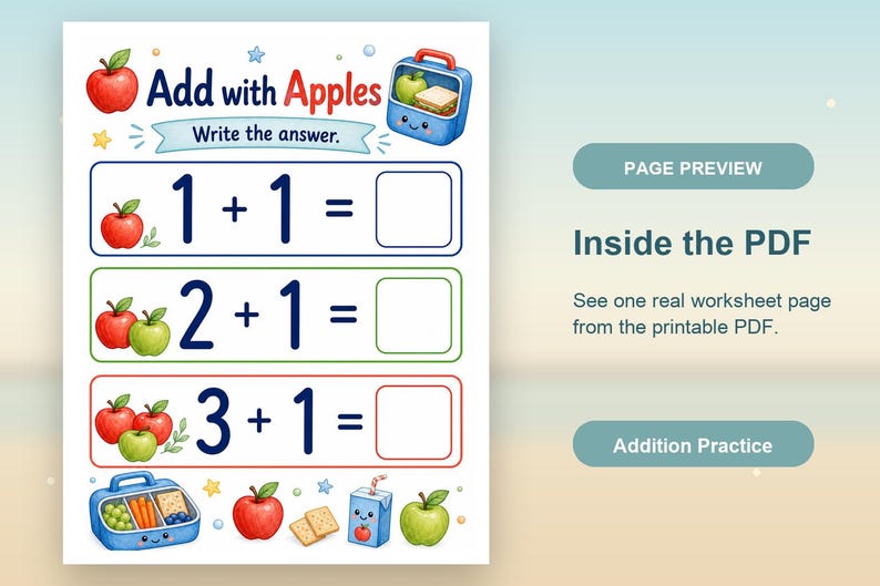 Lunchbox Addition | Addition Worksheets | Printable PDF | Digital Download image 10