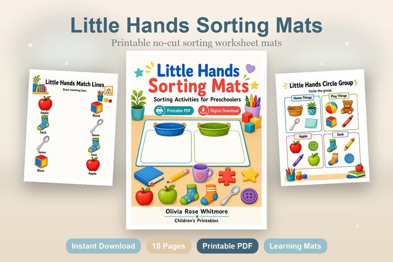 Little Hands Sorting Mats | Sorting Activities for Preschoolers | Printable PDF | Digital Download image 2