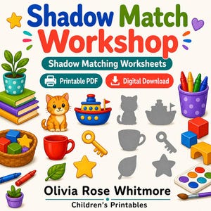 Shadow Match Workshop | Shadow Matching Worksheets | Printable PDF | Digital Download image 1
