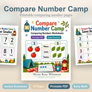 Compare Number Camp | Comparing Numbers Worksheets | Printable PDF | Digital Download image 2