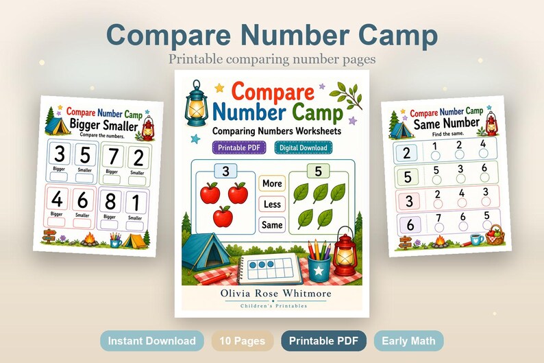 Compare Number Camp | Comparing Numbers Worksheets | Printable PDF | Digital Download image 2