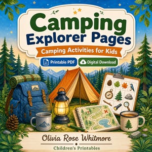 Camping Explorer Pages | Camping Activities for Kids | Printable PDF | Digital Download image 1