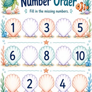 Coral Cove Counting | Werkbladen tellen | Afdrukbare pdf | Digitale download afbeelding 6