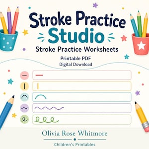 Stroke Practice Studio | Stroke Practice Worksheets | Printable PDF | Digital Download image 1