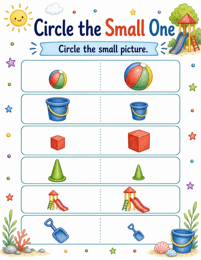 Big Small Playground | Big and Small Worksheets | Printable PDF | Digital Download image 4