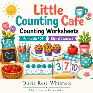 Lilla räknecaféet | Räkneblad | Utskrivbar PDF | Digital nedladdning bild 1