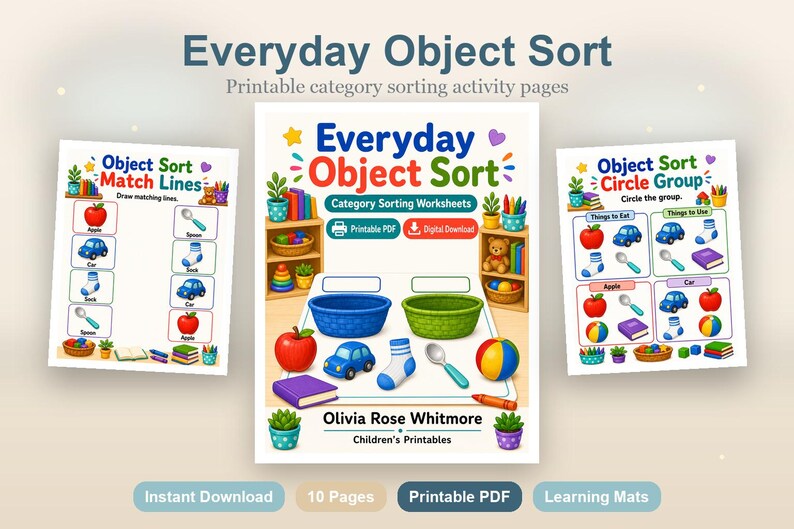 Everyday Object Sort | Category Sorting Worksheets | Printable PDF | Digital Download image 2