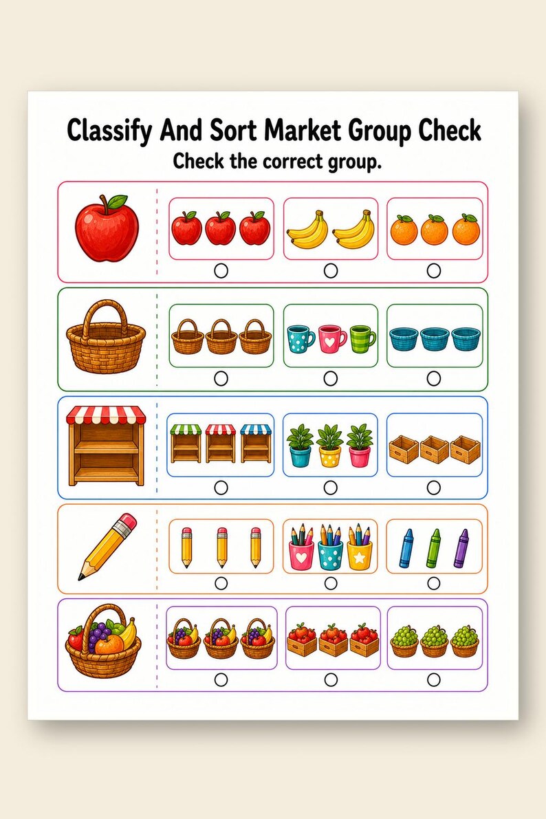 Classify And Sort Market | Classification Worksheets | Printable PDF | Digital Download image 9