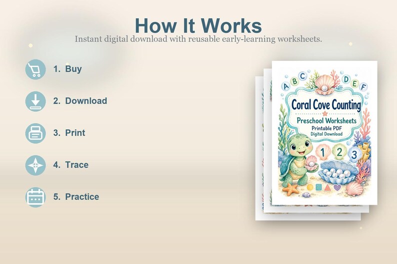 Coral Cove Counting | Preschool Worksheets | Printable PDF | Digital Download image 4