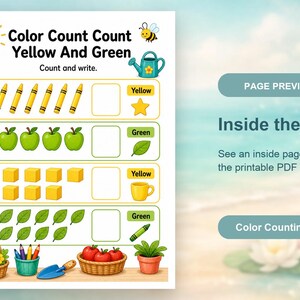 Color And Count Corner | Color and Count Worksheets | Printable PDF | Digital Download image 10