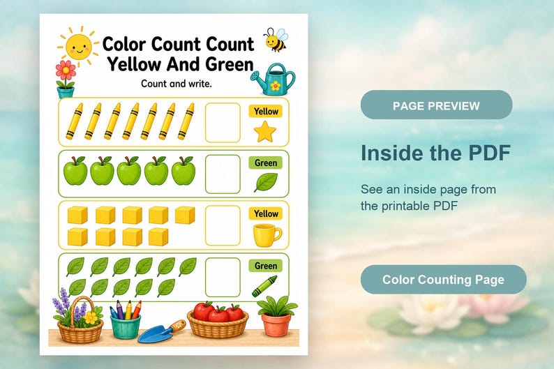 Color And Count Corner | Color and Count Worksheets | Printable PDF | Digital Download image 10