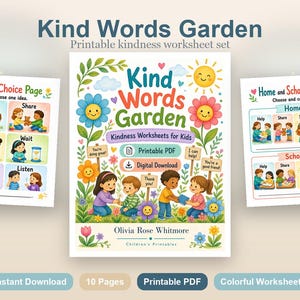 Kind Words Garden | Kindness Worksheets for Kids | Printable PDF | Digital Download image 2