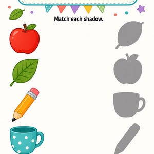 Shadow Match Studio | Shadow Matching Worksheets | Printable PDF | Digital Download image 3