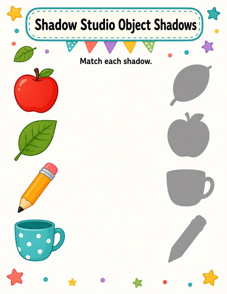 Shadow Match Studio | Shadow Matching Worksheets | Printable PDF | Digital Download image 3