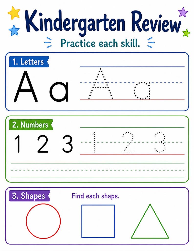Pack de révision pour la maternelle | Feuilles de travail pour la maternelle | PDF imprimable | Téléchargement numérique image 7