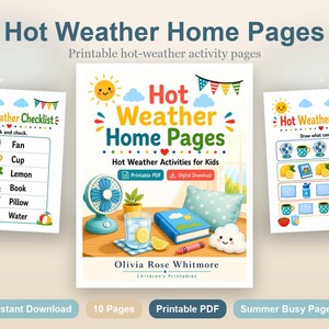Hot Weather Home Pages | Hot Weather Activities for Kids | Printable PDF | Digital Download image 2